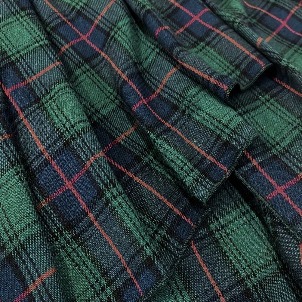 Green Casual Women's Plaid Asymmetrical Floral Belted Skirt - Picture 3 of 5